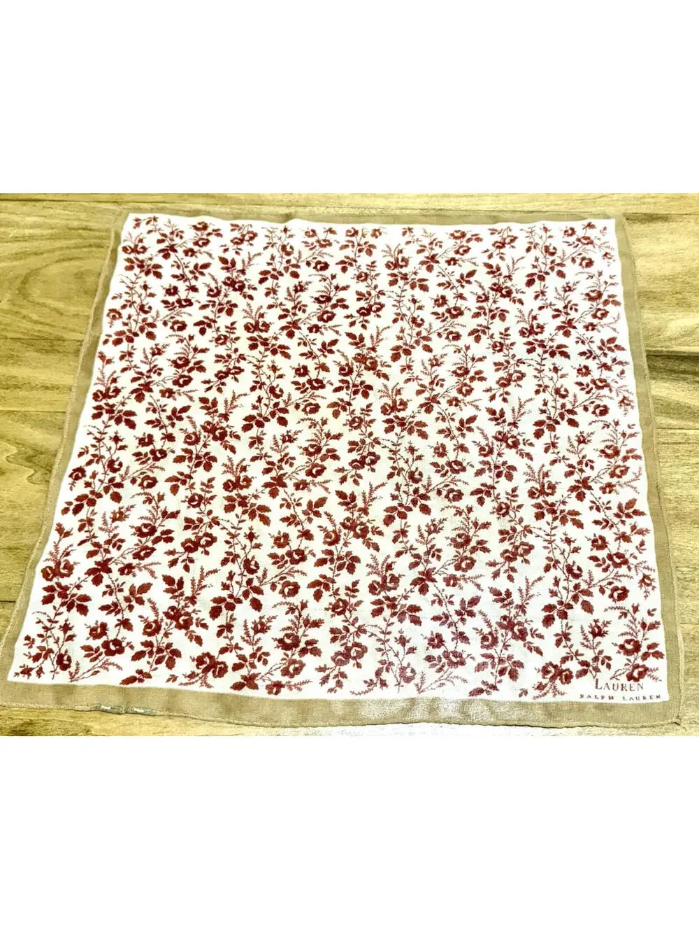 Vintage Lauren by Ralph Lauren Floral Scarf Red Calico‎ Rose Square 16